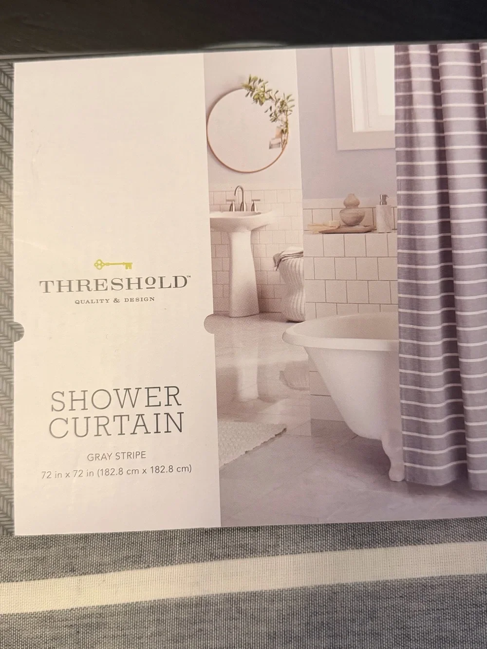 Threshold Gray Stripe Shower Curtain 72x72 Modern Neutral Bathroom